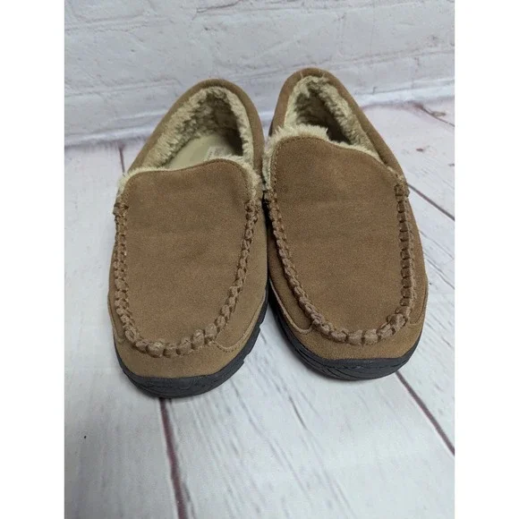 Staheekum Mens Moccasins Slipper Shoes Suede Leather Sheepskin Lined Size 8 EUC - Picture 2 of 9